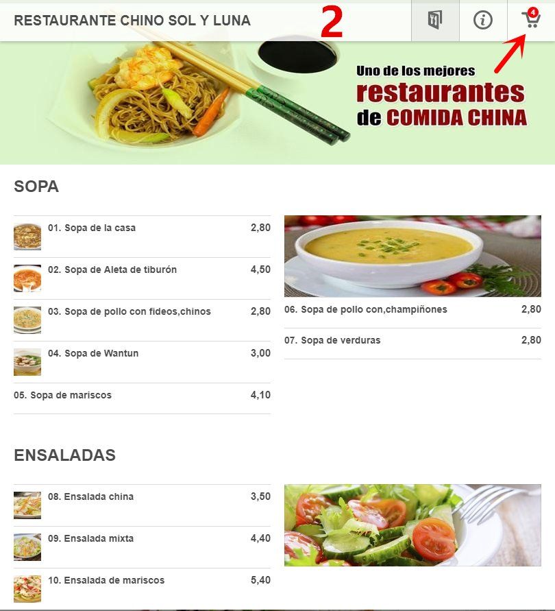 Restaurante Chino Sol y Luna manual pedido 2